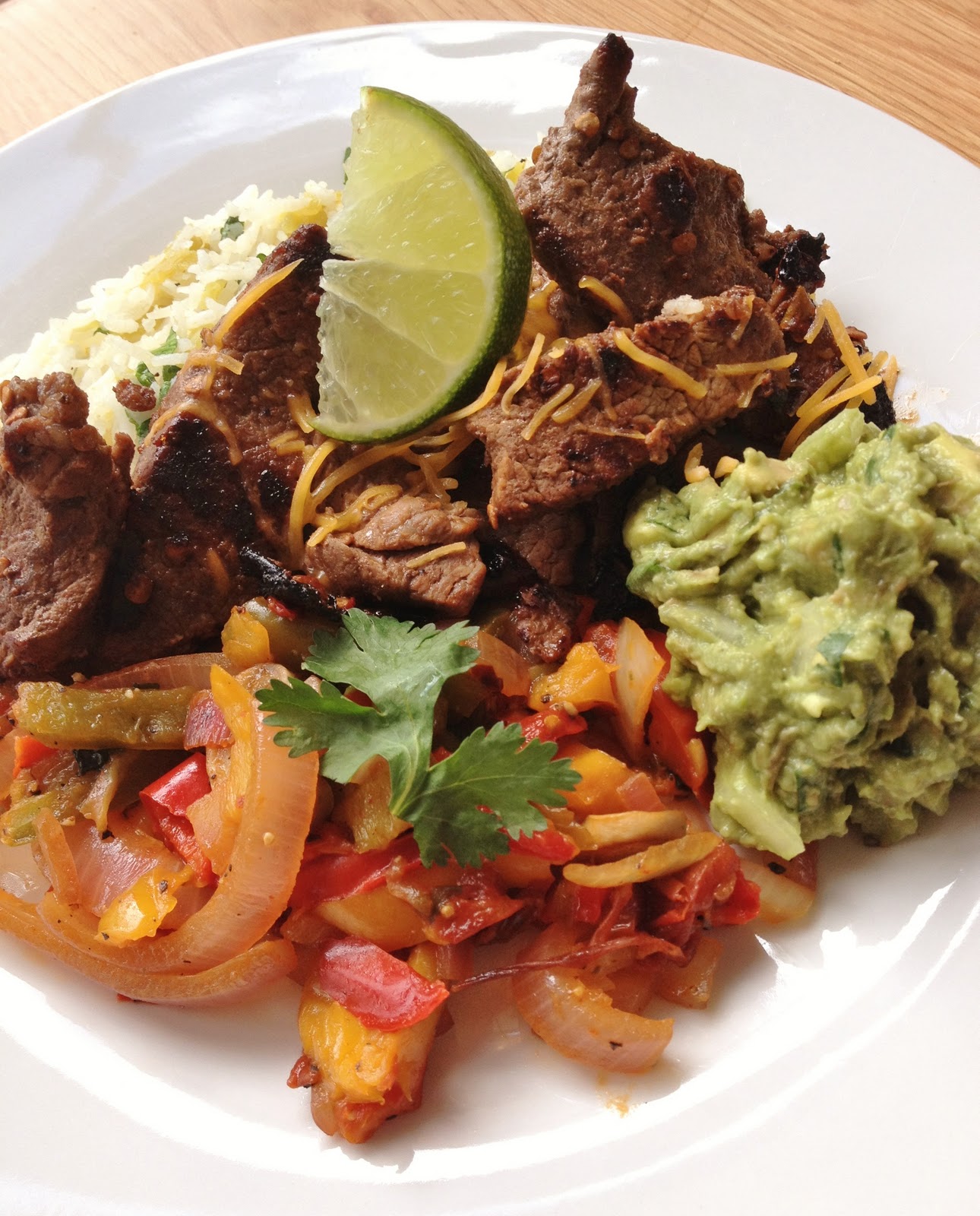 Corpus Delictible Carne Asada Fajitas, Chili Lime Rice & Fresh Guacamole
