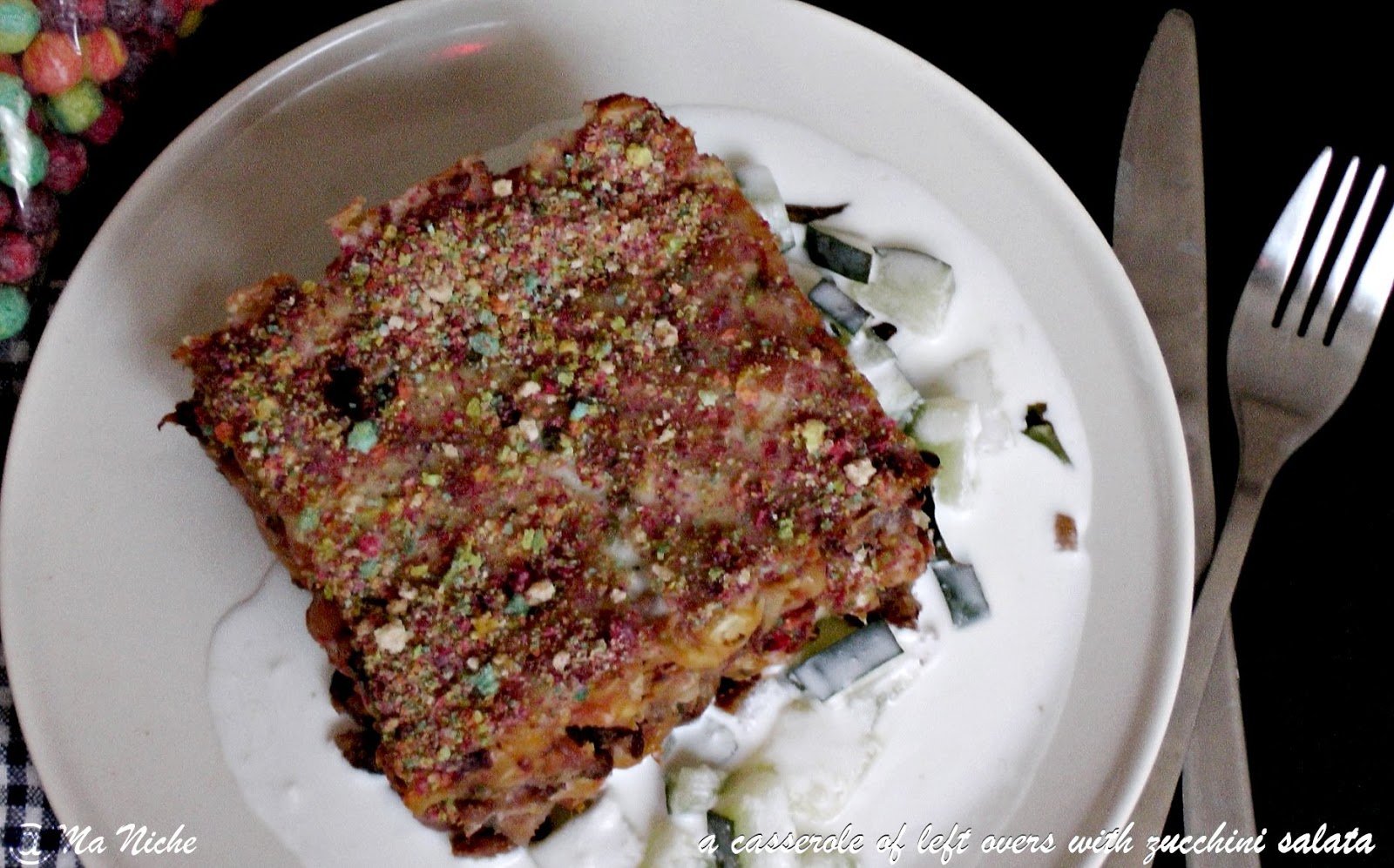 Ma Niche Zucchini Shoes and a casserole with left overs