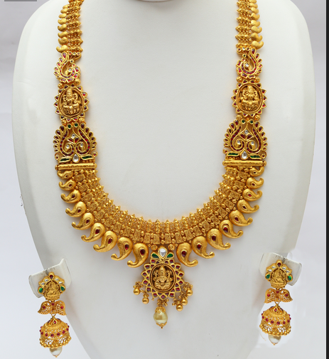 Jewellery Designs : Traditional Mango Mala Necklace Set