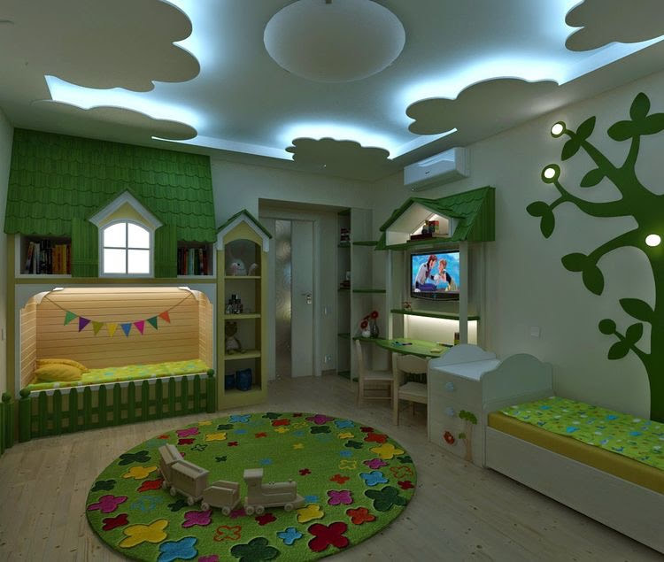 ديكورات جبس بورد غرف نوم اطفال ٢٠١٨ شركة ارابيسك