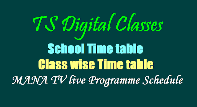 TS Class Digital Classes School,Class wise Time table, Schedule of MANA TV live Programme TS Class Digital Classes School,Class wise Time table, Schedule of MANA TV live Programme