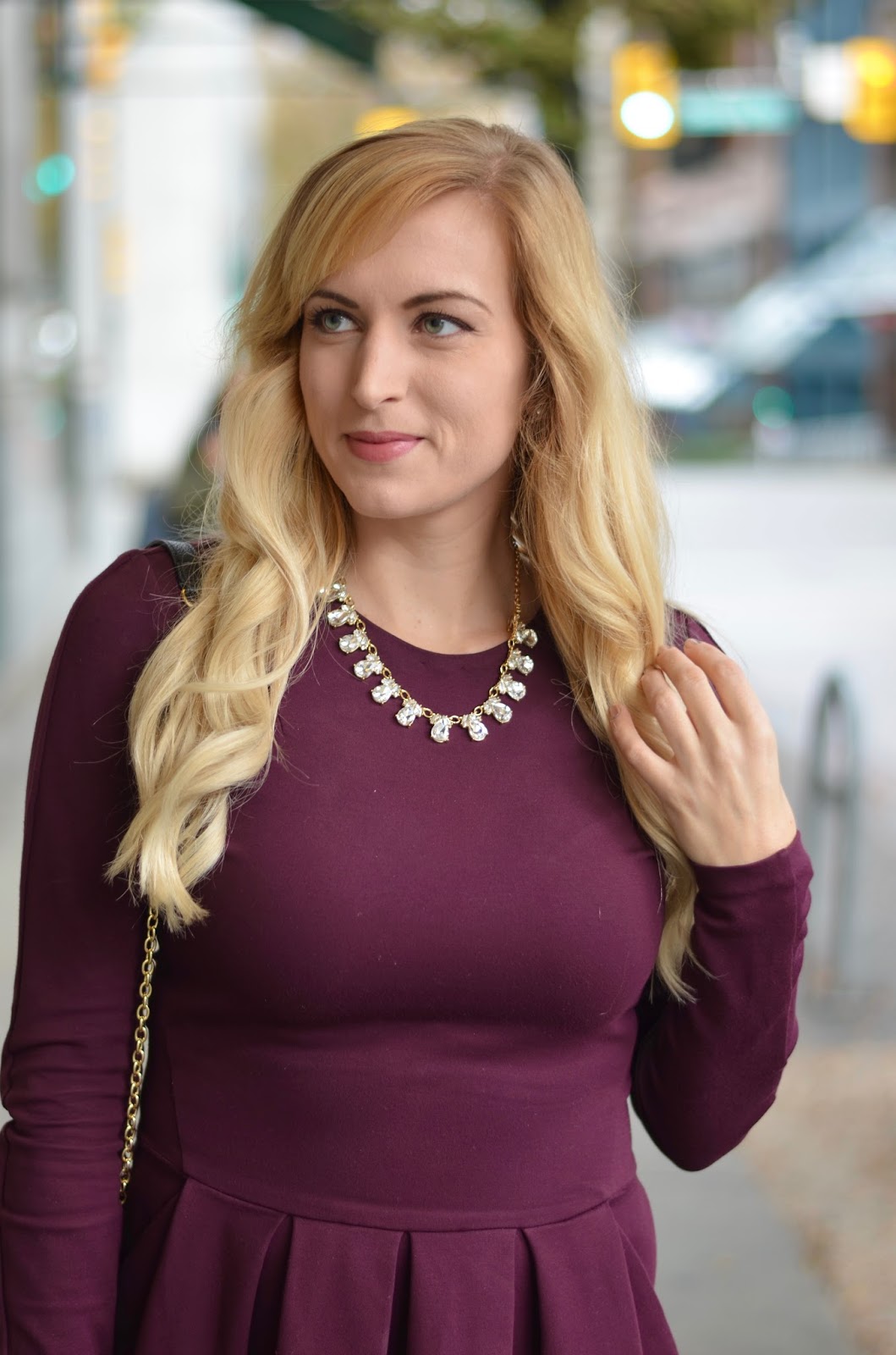 burgundy-dress-with-crystal-statement-necklace
