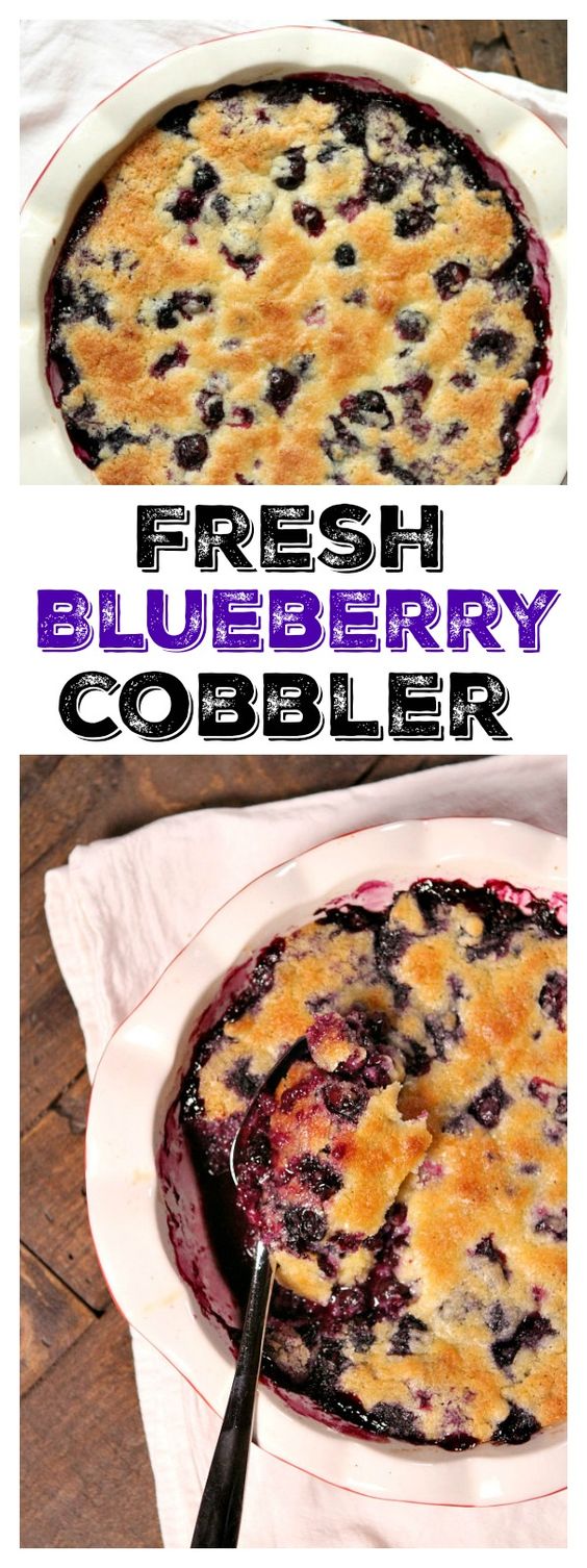 Easy Fresh Blueberry Cobbler recipe : the perfect summer dessert recipe. This cobbler is amazing served warm with a scoop of vanilla ice cream. You'll want to guzzle the blueberry syrup left in the pan! :: recipe from RecipeGirl.com