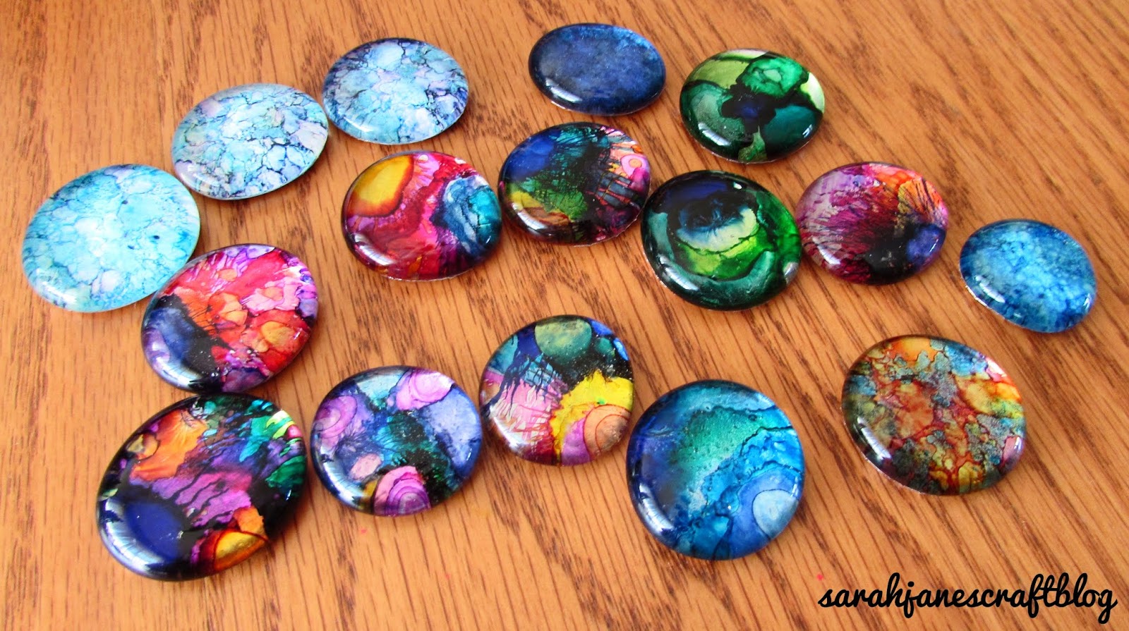 Alcohol Ink Glass Gem Pins