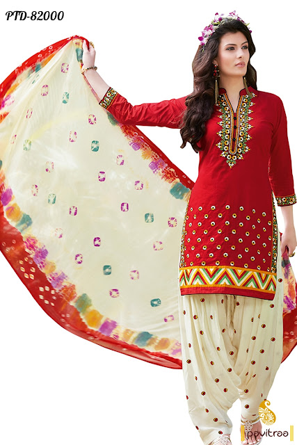 Red Off White Color Designer Patiala Salwar Kameez Suits Online Shopping
