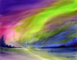 aurora borealis northern painting lights watercolor april brushed artist canvas