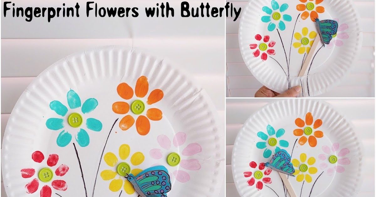 Fingerprint Flowers And Paper Butterfly - The Joy of Sharing