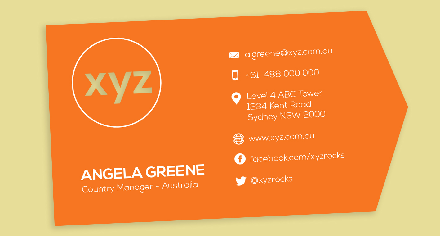 format of a business card