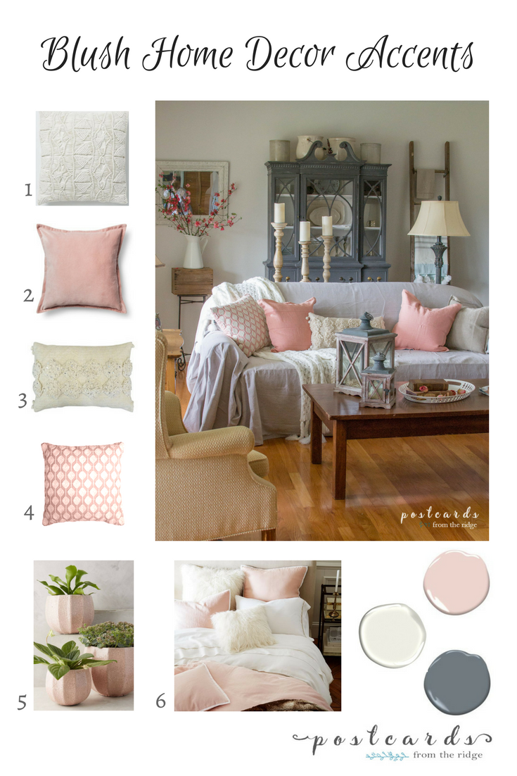 Blush and Bashful spring accents in the living room Postcards from