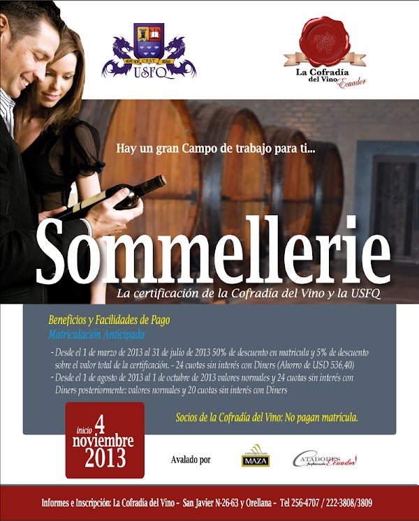 Matriculación abierta para la 4ª Promoción de la Certificación en Sommellerie de la Cofradía del Vino