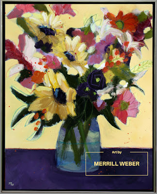 Original mixed media floral painting in acrylic, pastel and graphite by Merrill Weber Original mixed media floral painting in acrylic, pastel and graphite by Merrill Weber