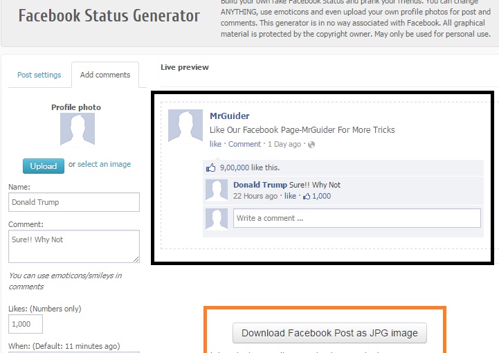 Fake facebook profile generator