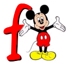 Alfabeto de Mickey Mouse en diferentes posturas y vestuarios f.