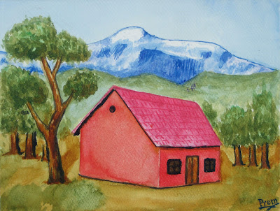 Beginner's Painting of a House Landscape