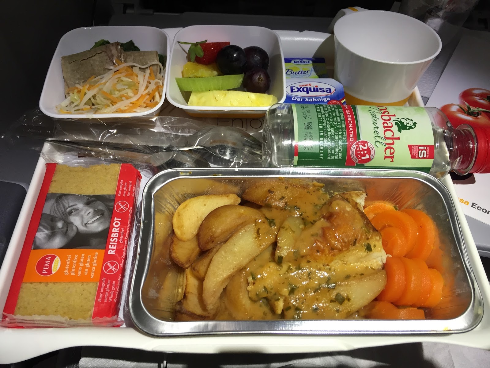 From the GlutenFree Balcony. GlutenFree InFlight Meal Lufthansa