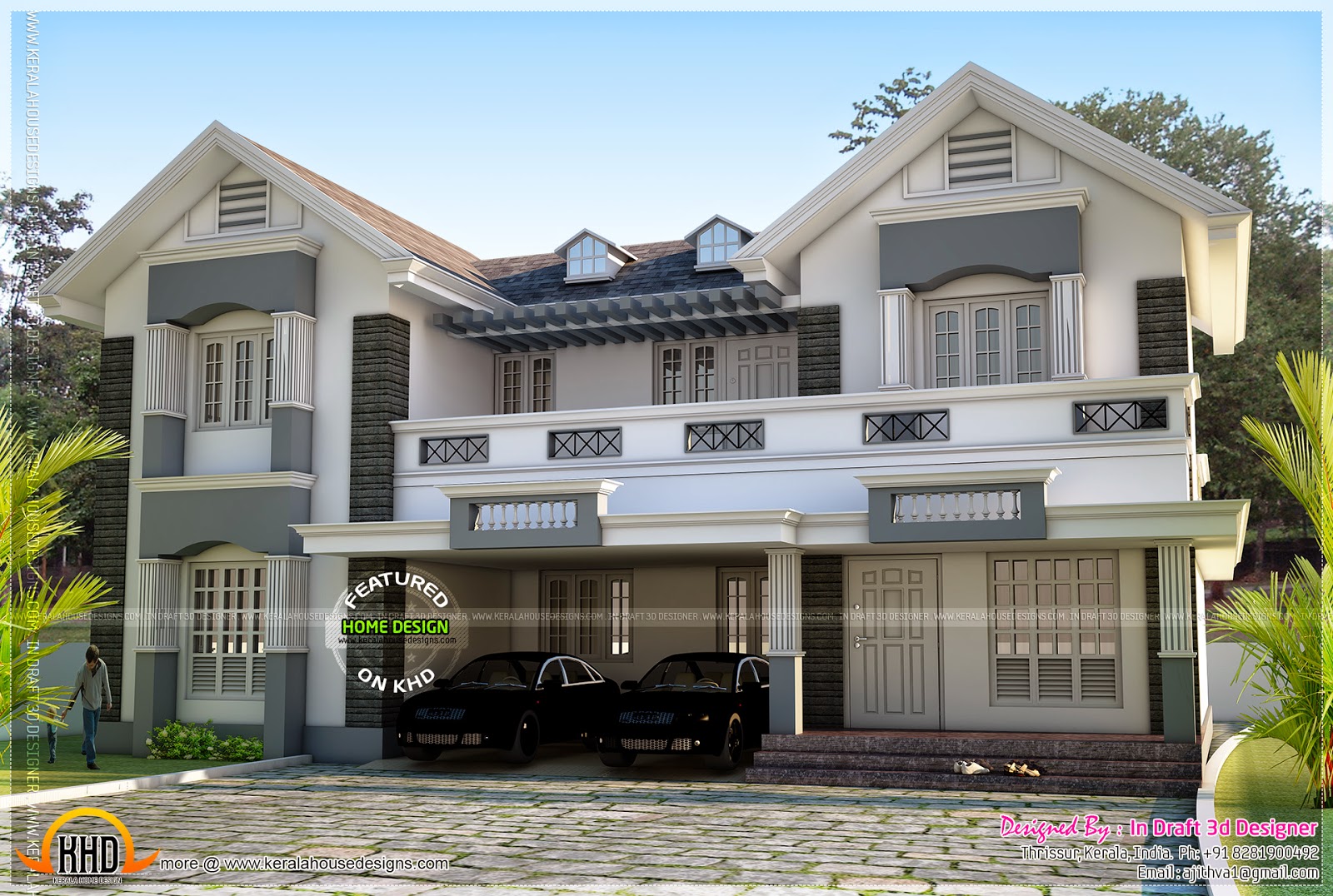 Dormer House In 2430 Square Feet Kerala Home Design And Floor Plans