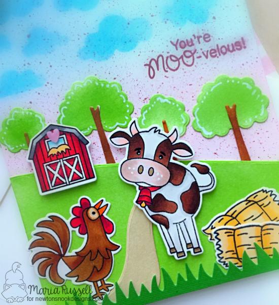 Farm Card by Maria Russell | Moo and Cluck Stamp Sets and Land Borders Die Set by Newton's Nook Designs #newtonsnook #handmade