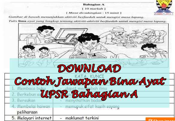 BAHAN UPSR 2016: Contoh Jawapan Bina Ayat  Bahasa Melayu 