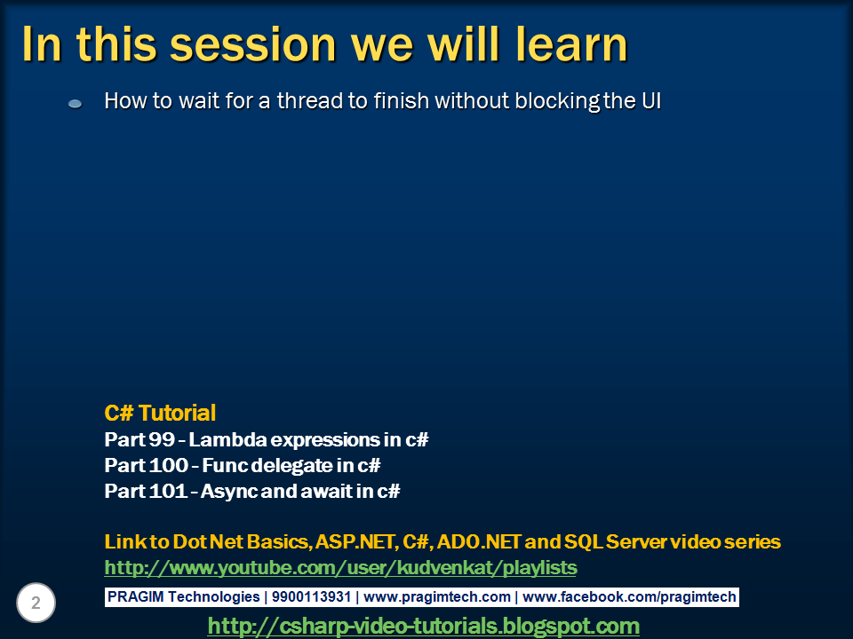 Sql server, and c video tutorial c wait for thread to finish