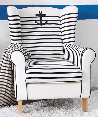 nautical chair with stripes and anchor