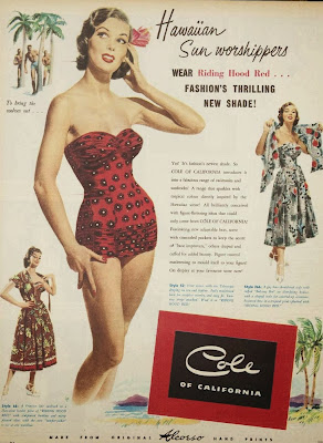 vintage fashion swimwear ad, 1950s