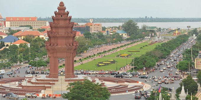 cambodia independence monument & Cambodia flag