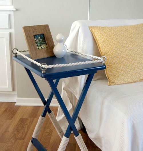 Nautical TV Tray Table Makeover