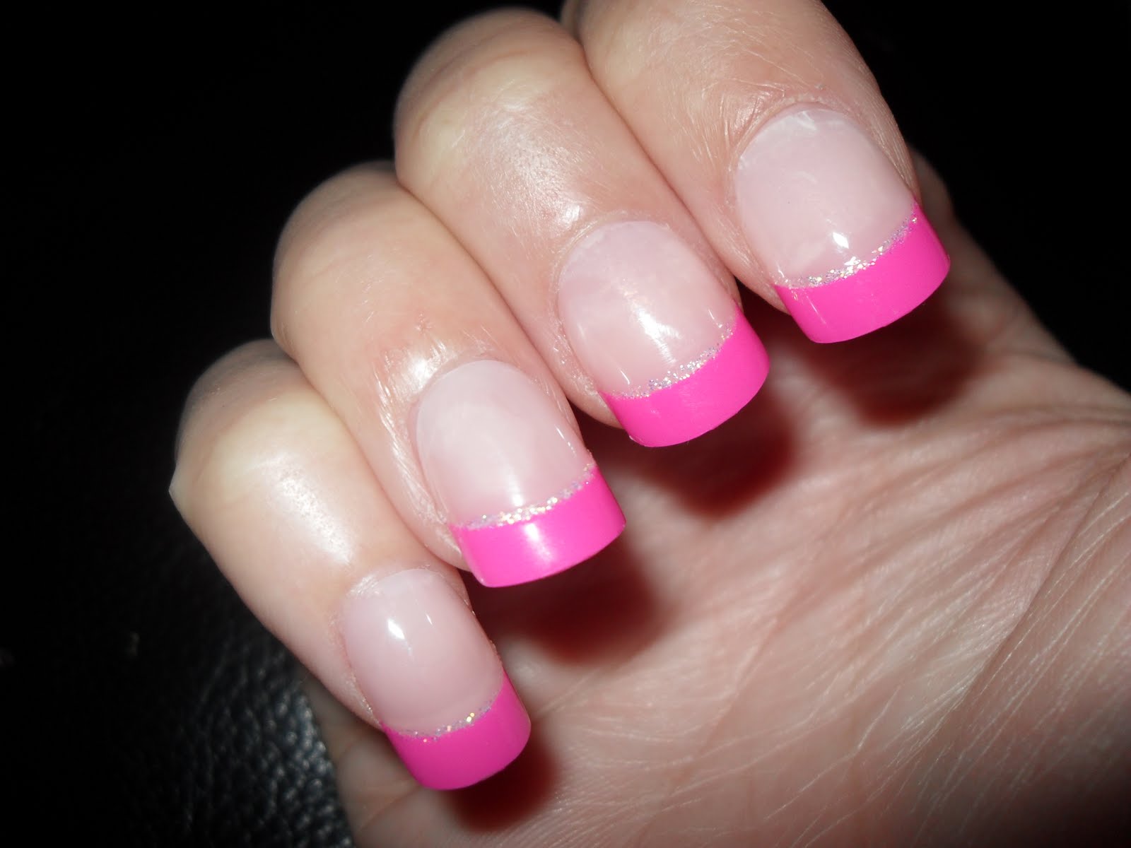 hot pink french tip nail design