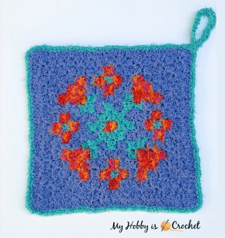 My Hobby Is Crochet C2C Mandala Flowers Scrubby/ Potholder Free Crochet Pattern + Graph