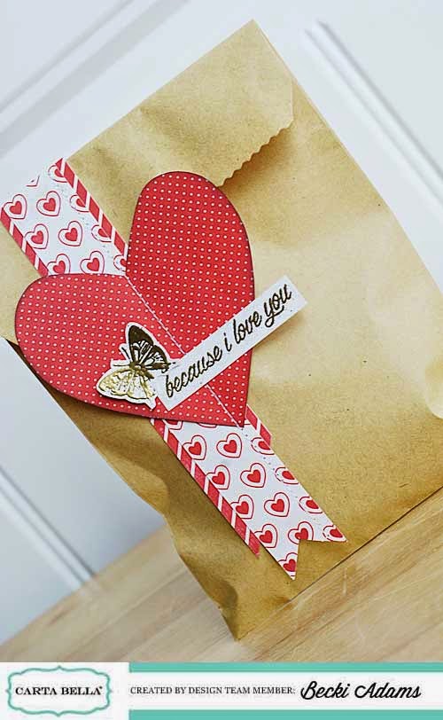 Easy Valentines Treat Bags created by @jbckadams #ValentinesDay #ValentinesDaytreatbag #Cartabella #Papercrafting