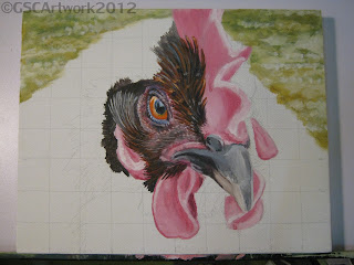chicken hen acrylic painting