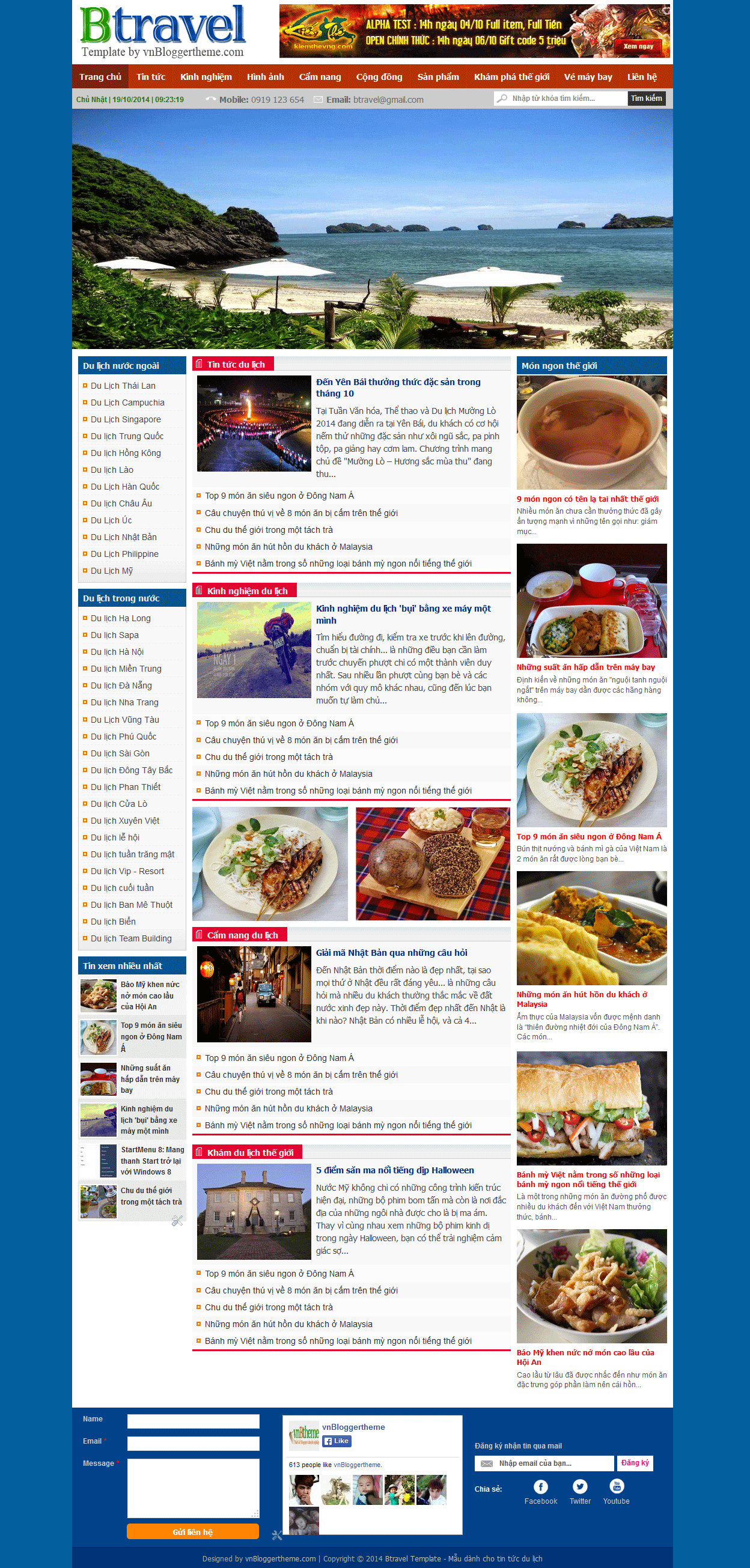 BTravel -  Blogspot Template dành cho chuyên trang du lịch chuyên nghiệp
