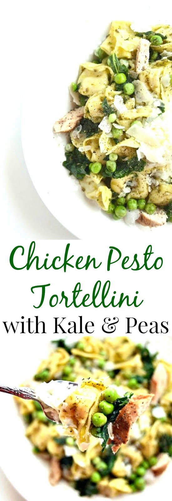 Chicken Pesto Tortellini with Kale and Peas is ready in just 20 minutes and is a flavorful and healthy meal that the whole family will love! www.nutritionistreviews.com