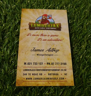 James Astrop's minigolf business card James Astrop's minigolf business card