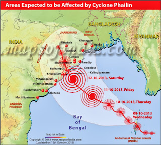 Cyclone Phailin affects