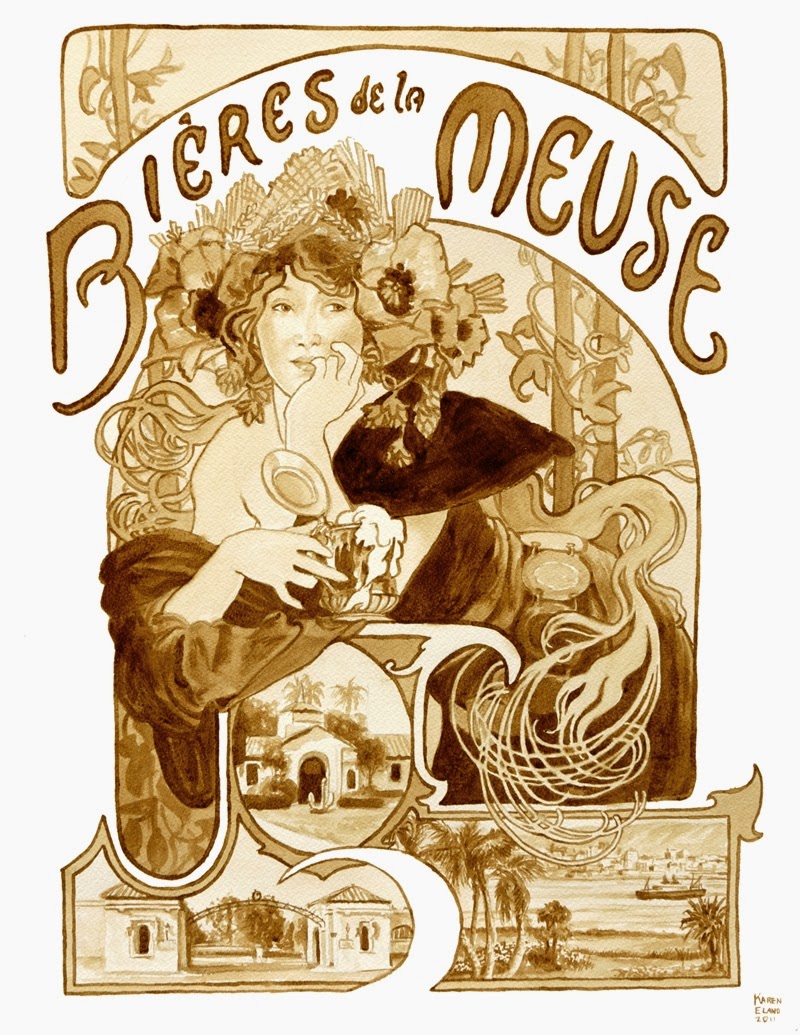 05-Bieres-la-Meuse-Karen Eland-Vintage-Looking-Beer-and-Water-Paintings-www-designstack-co