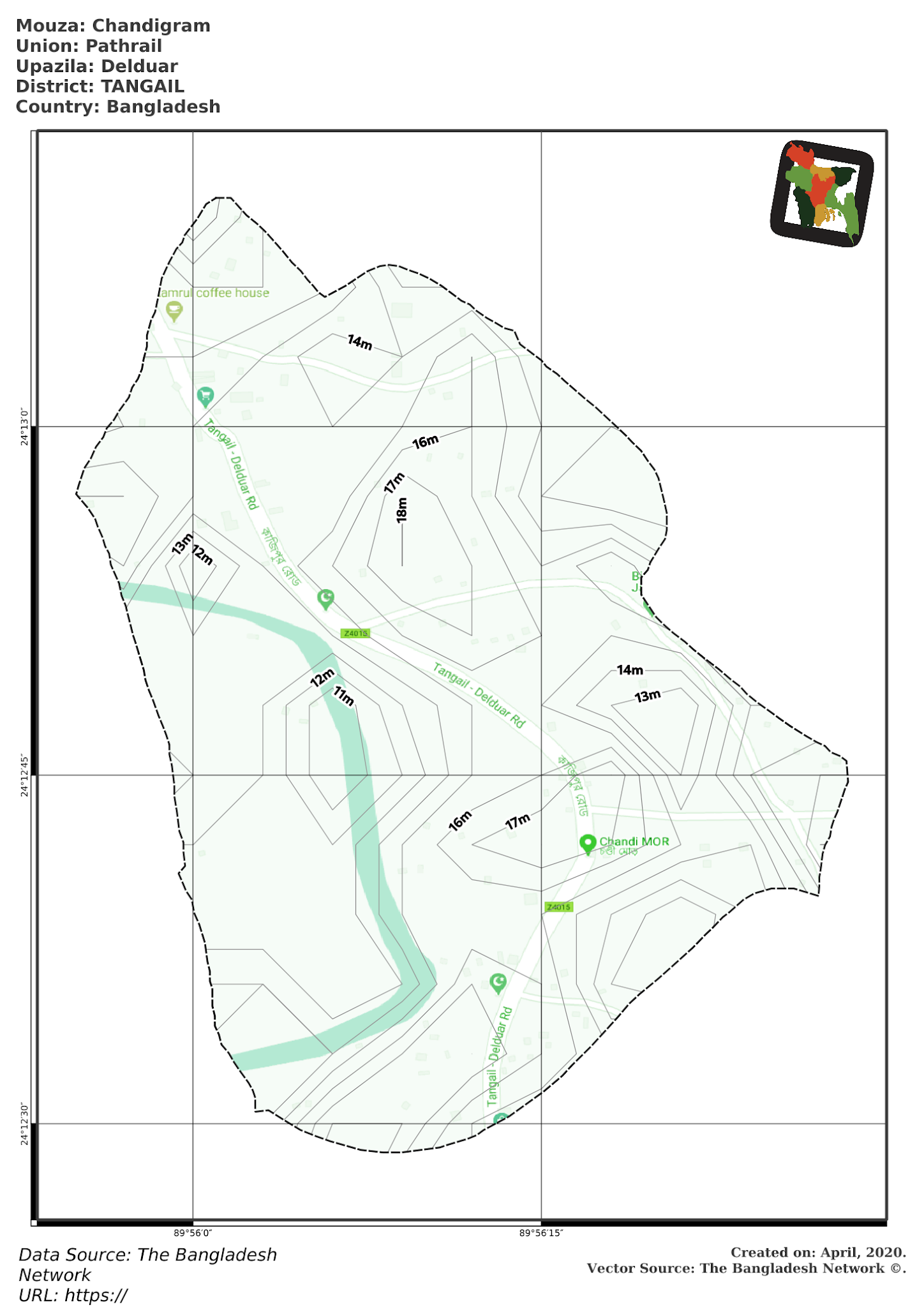Map of Chandigram Mouza of Delduar Upazila, TANGAIL Map of Chandigram Mouza of Delduar Upazila, TANGAIL, Bangladesh.