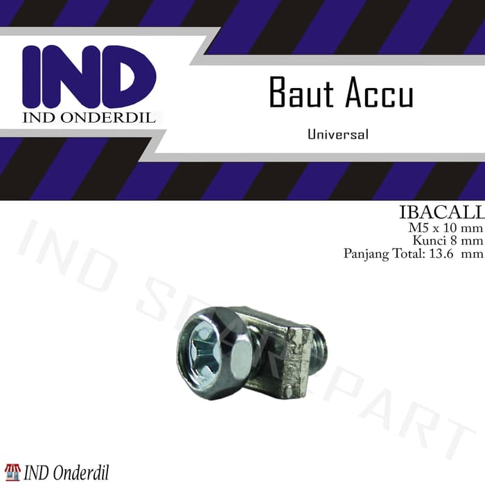 Baut-Baud Mur Kotak Aki Accu-Acu 5X10-5 X 10 Sepeda Motor Universal Juara