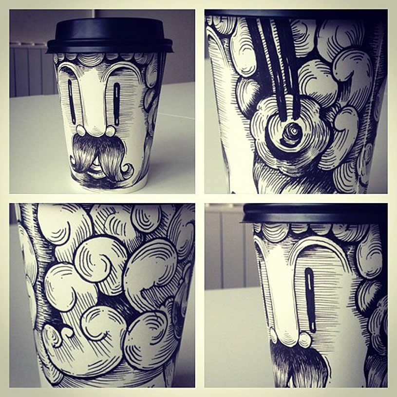 Drawing And Art On Coffee Cups