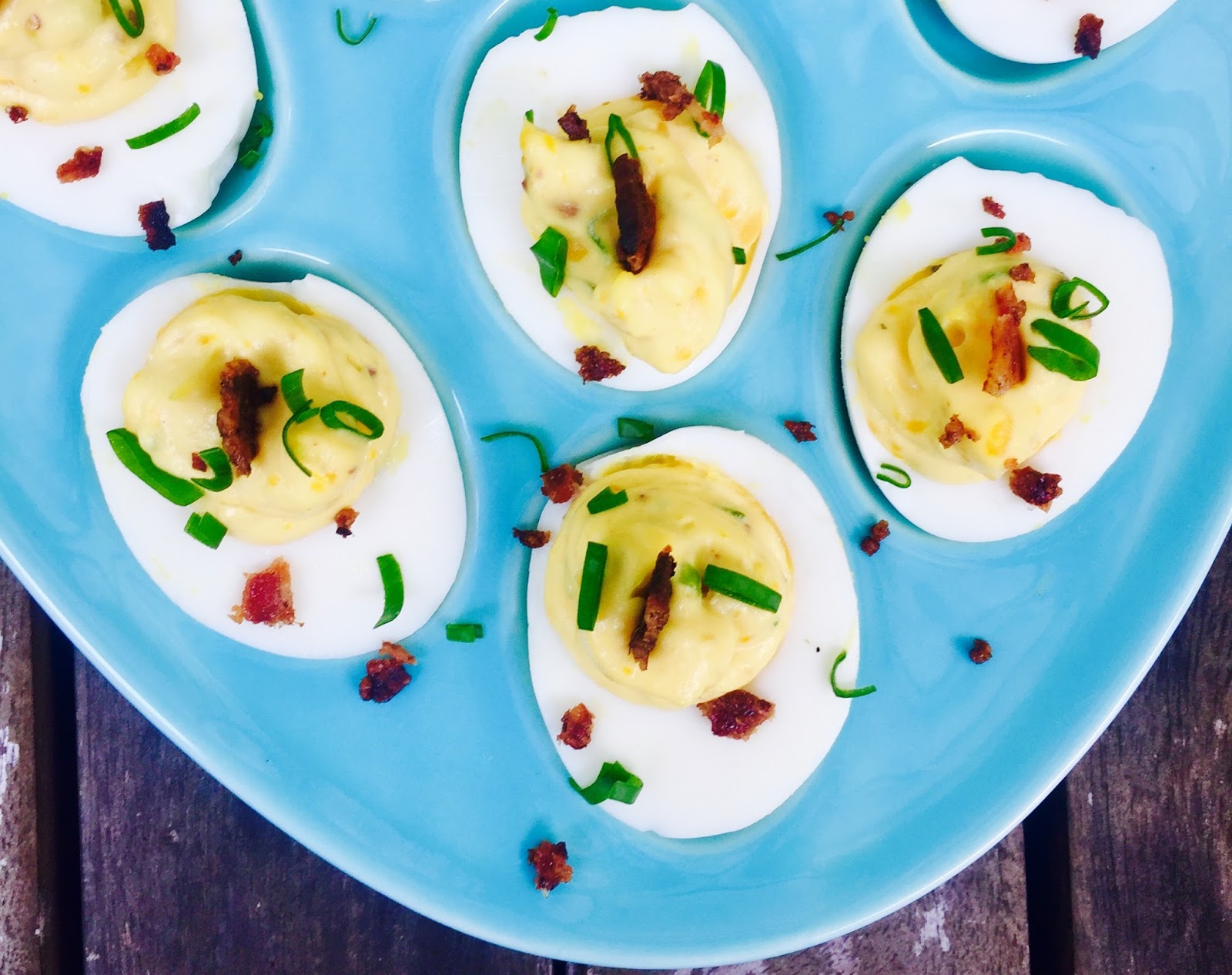 Bacon Scallion Deviled Eggs