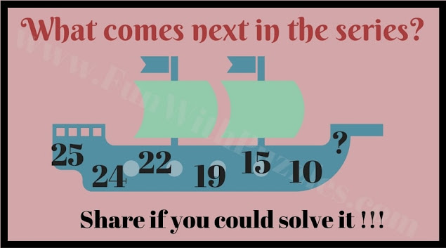 25 24 22 19 15 10 ?. What comes next in this Series Number Puzzle for Kids?