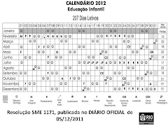 Calendário -  2012   -  Educação  Infantil