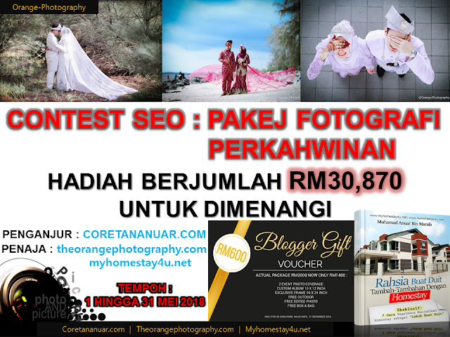 Contest Menarik Pakej Fotografi Perkahwinan Hadiah berjumlah RM30870