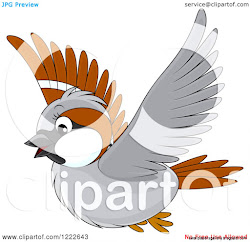 clip flying bird sparrow clipart brown