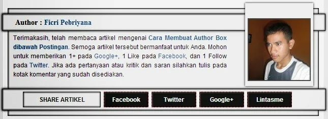 Cara Membuat Author Box dibawah Postingan - Ficri Pebriyana