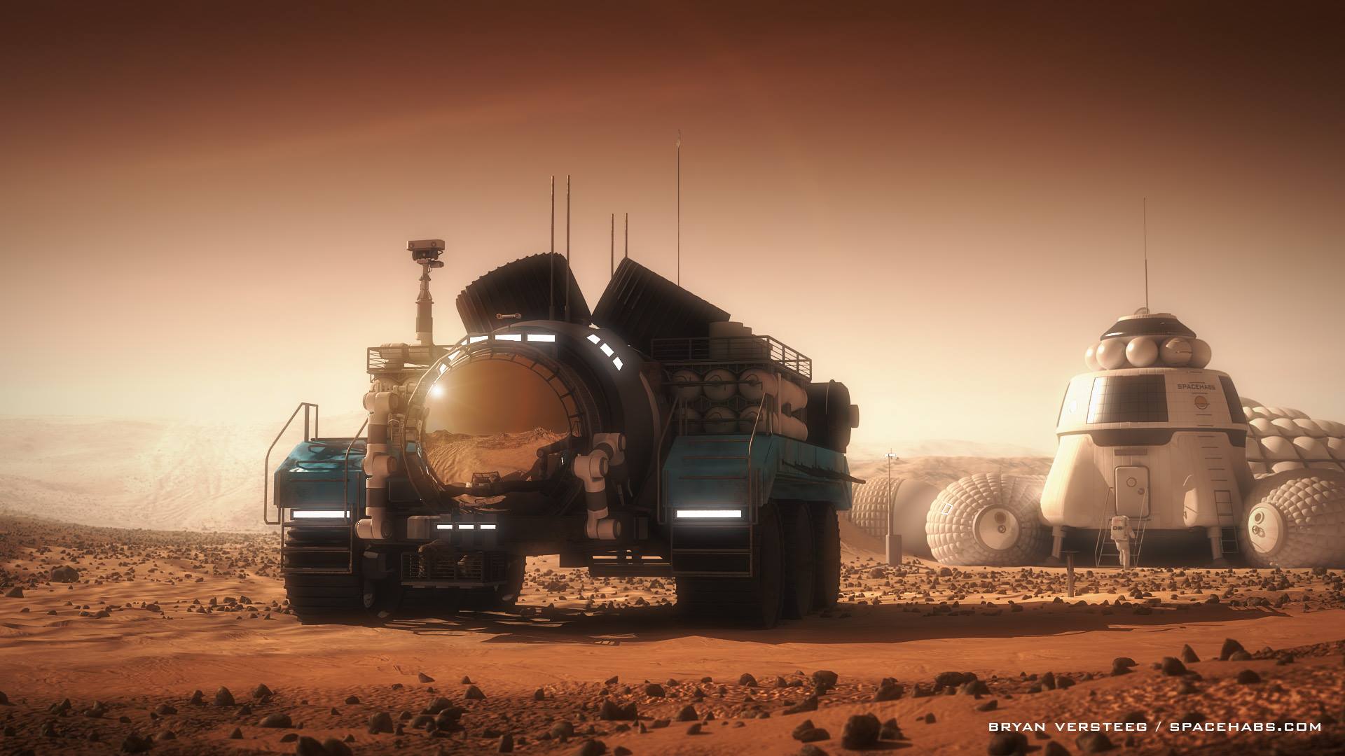 Mars exploration rover leaving the base by Bryan Versteeg human Mars