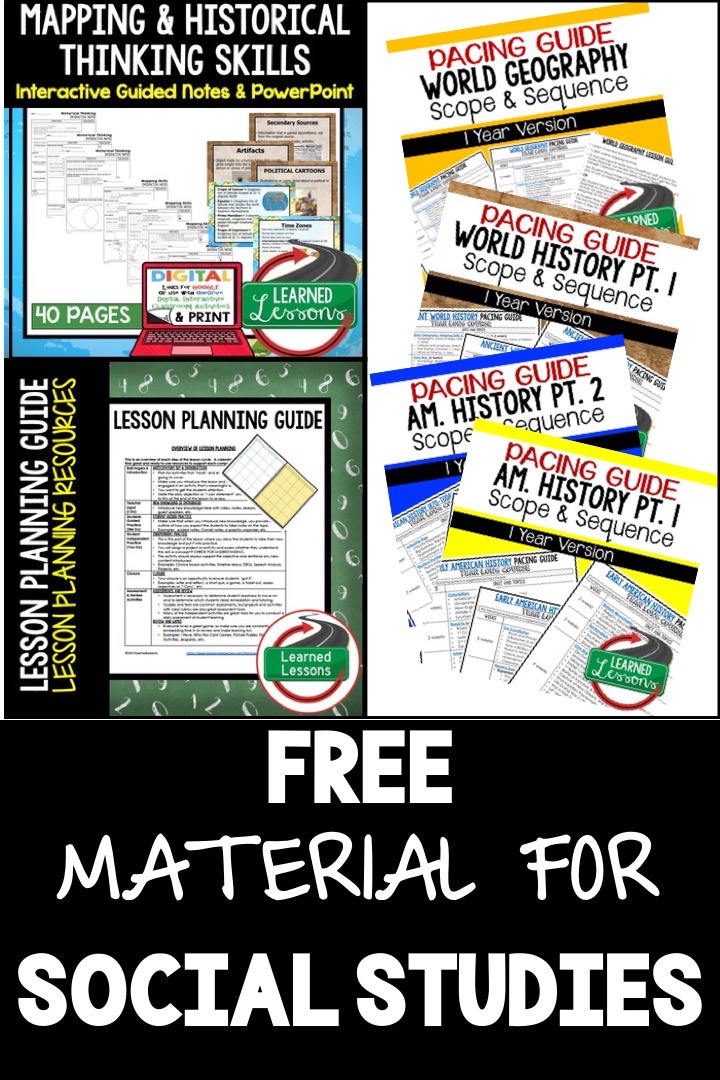 FREE Science and Social Studies Material Learned Lessons Teaching