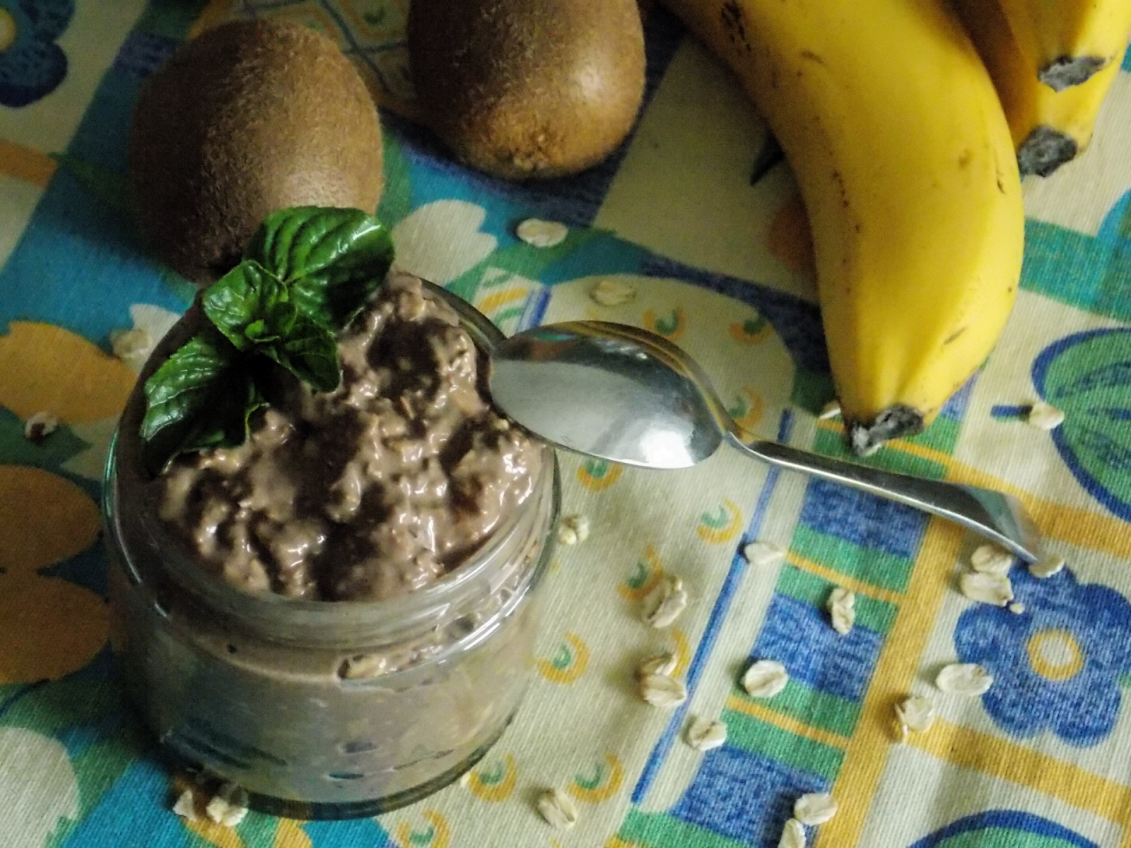 Mom. Explorer. Superhero. Overnight Oats (carob, peanut butter and banana)
