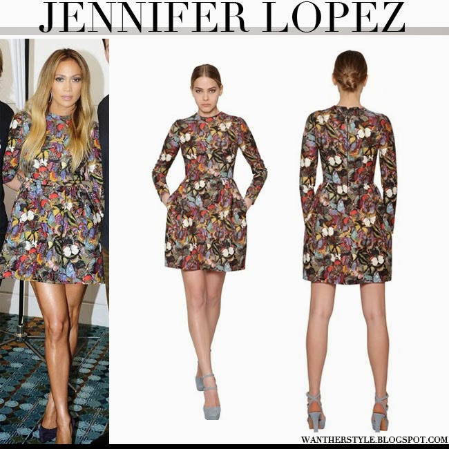 WHAT SHE WORE Jennifer Lopez in butterfly printed mini flared dress in