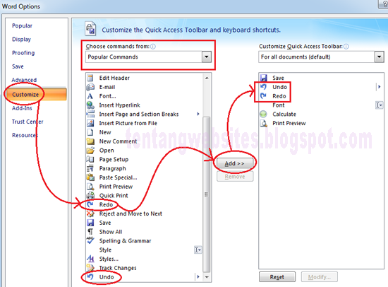 Cara Menampilkan Sajian Undo Redo Pada Toolbar Ms Word Otak Atik Gadget